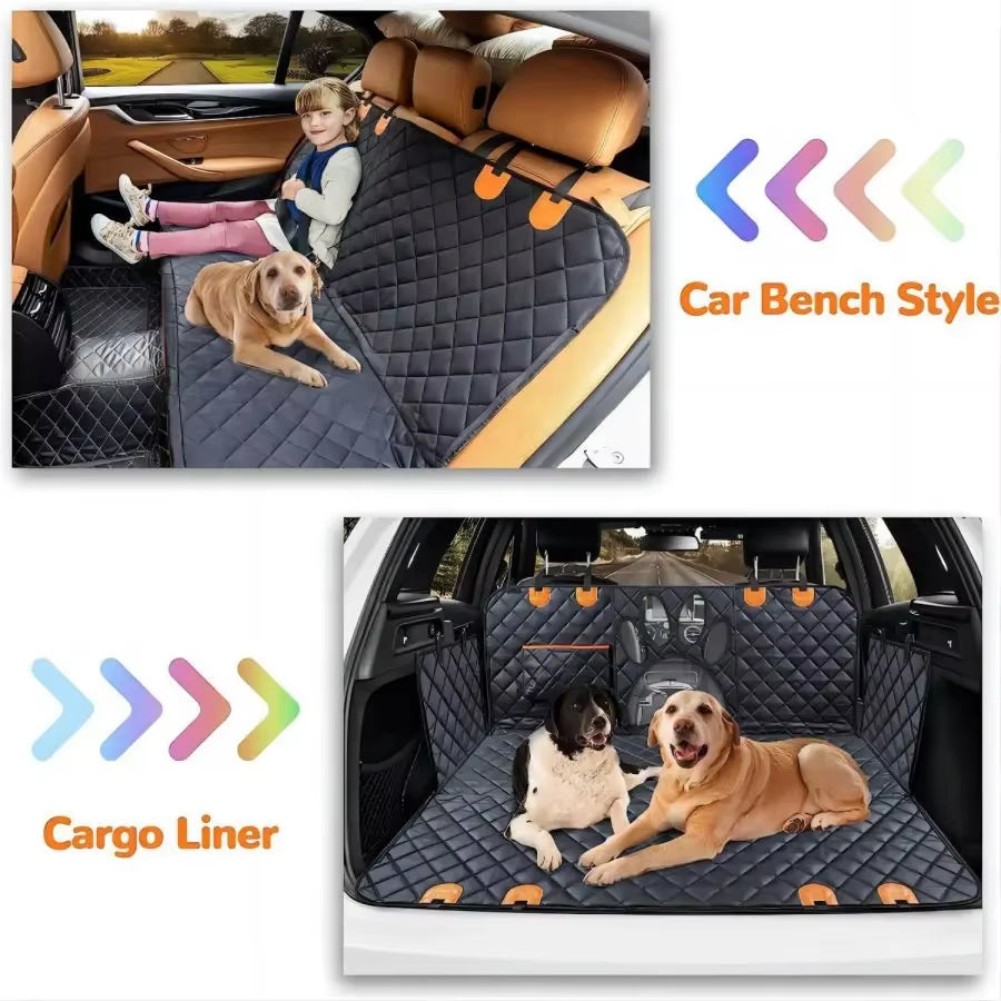 Dog Car Seat Cover for Back Seat, 100% Waterproof Dog Car Hammock with Visual Mesh Window and Side Zipper Car Seat & Door Protec