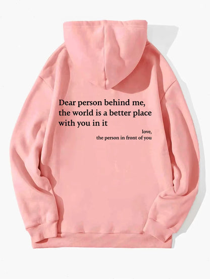 Autumn Y2K Hoodies Young Lady Printed Letter Dear Person behind Me Casual Oversized Hoodie Aesthetic Hoody Sweatshirt Tops