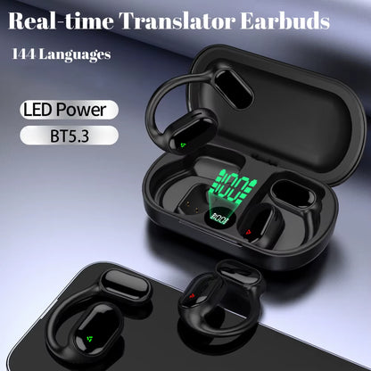 3-In-1 Real-Time Translation Earbuds 144 Languages Instant Voice Language Translator Headphone Wireless AI Translation Earphones